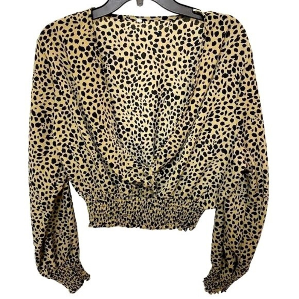 SHEIN Dalmatian Print Plunge Neck Blouse